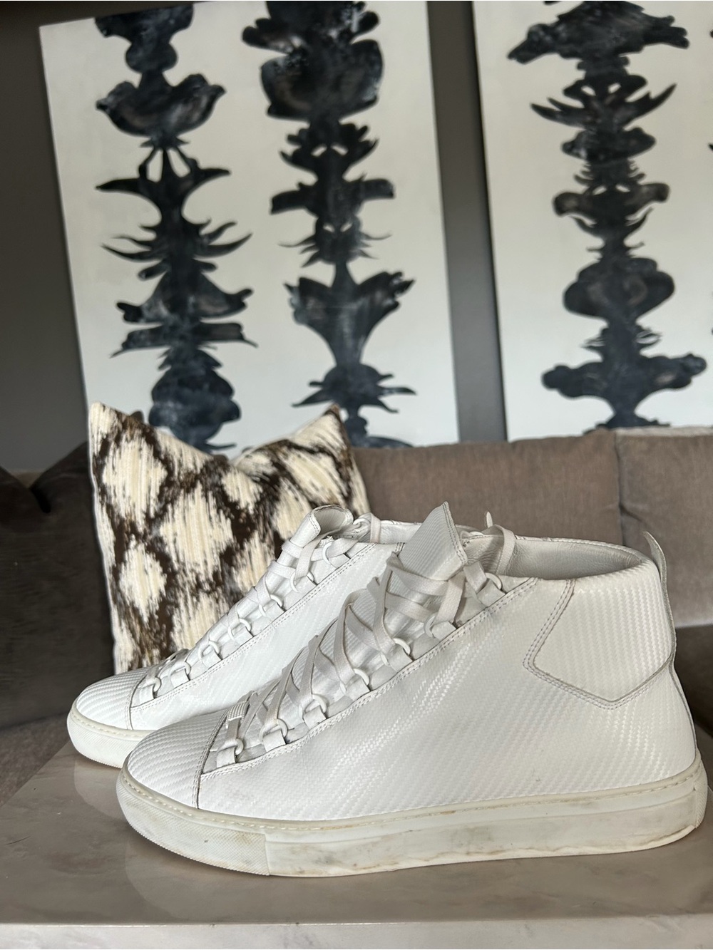 Balenciaga White High-Top Arena Sneakers